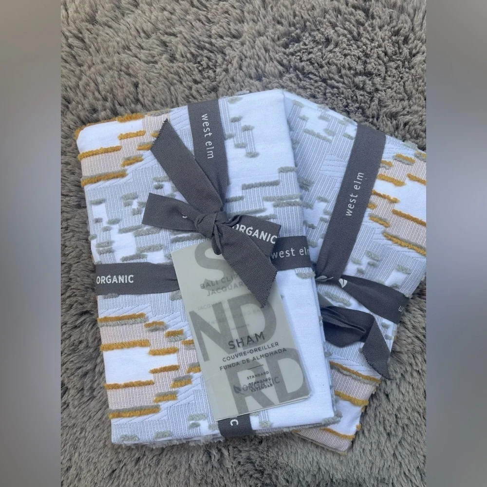 New West End Bali Gray and Yellow Ikat Set Of Two Pillow Cases